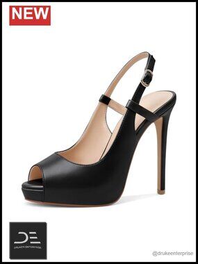 Women's Peep Toe High Heels Slingback Platform Stiletto Pumps 5 Inch Party